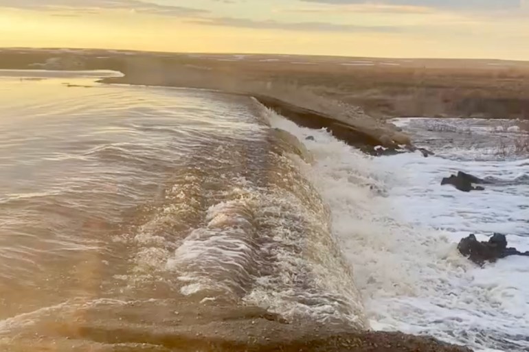 A still from a video of the washed-out Inuvik-Tuktoyaktuk Highway shared by Loni Noksana-Ruben.